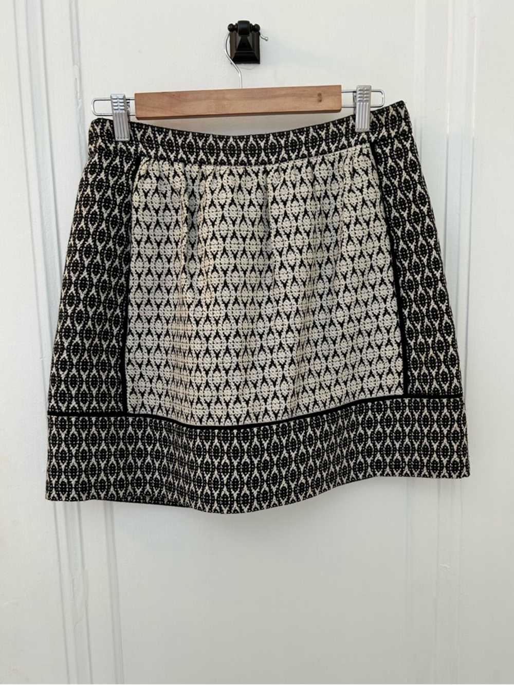 J. Crew Black and Cream Textured Mini Skirt